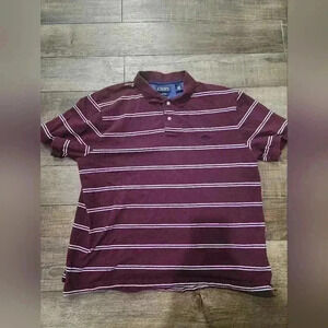 CHAPS Ralph Lauren Men's Red Polo Shirt Size XL White Stripes Embroidered Logo